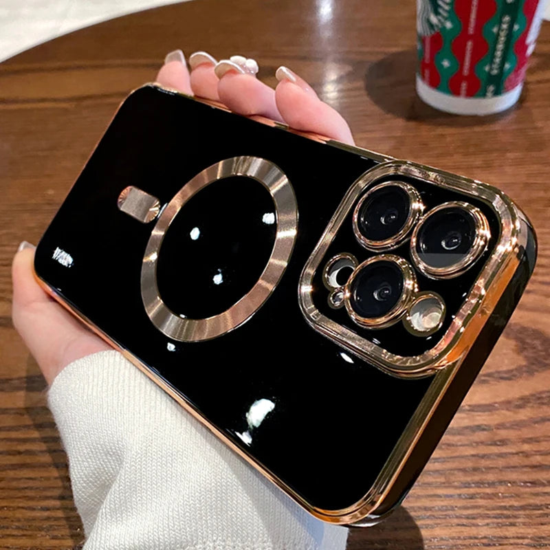 جراب هاتف ايفون فاخر غطاء سيليكون مغناطيسي ناعم - جنتي