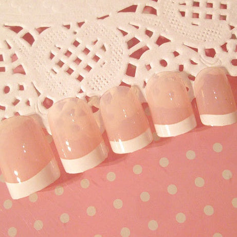 Nail art finished French long fake nail patch