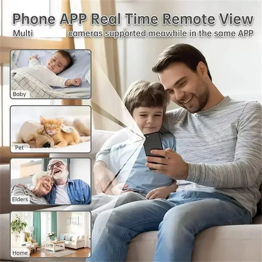 كاميرا مراقبة لاسلكية صغيرة، مراقبة أمنية بدقة 1080 بكسل - جنتي