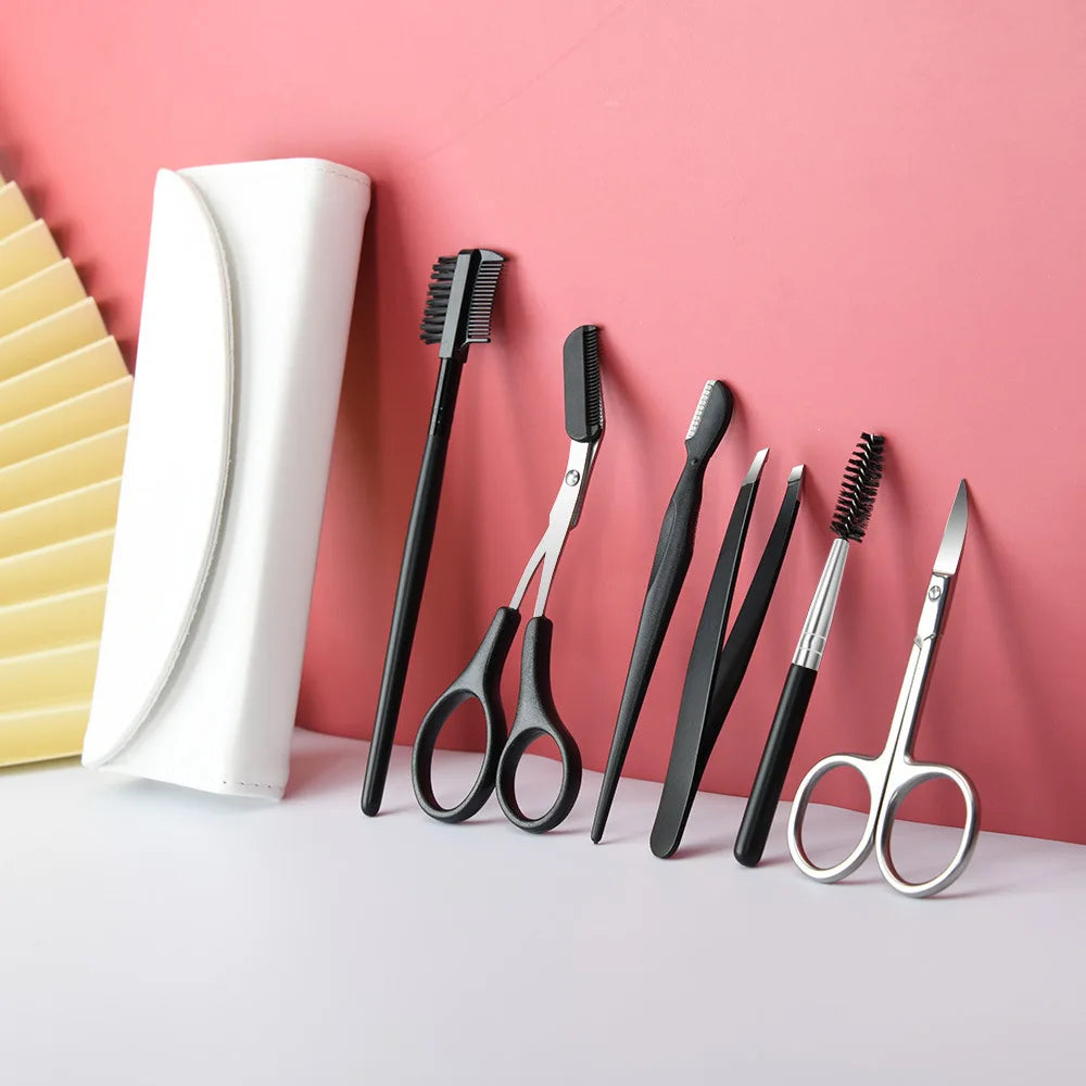 مجموعة تجميل الحواجب من الستانلس ستيل من 5 قطع