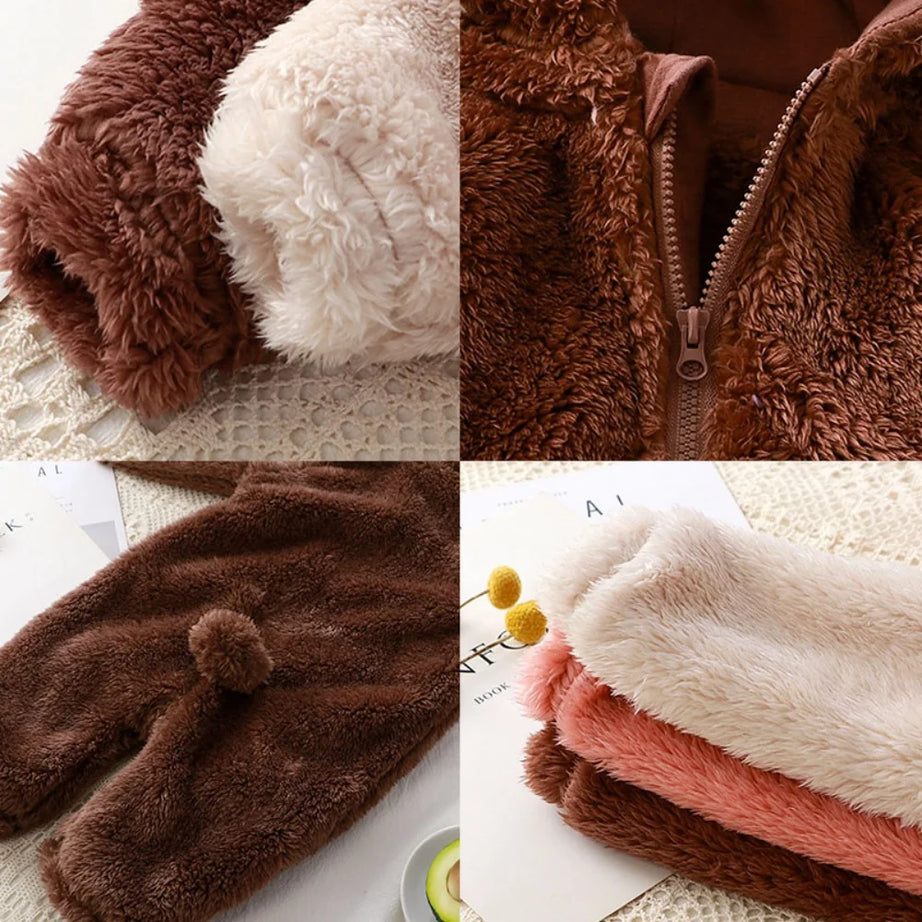 بيجاما شتوية كرتونية للأطفال على شكل دب