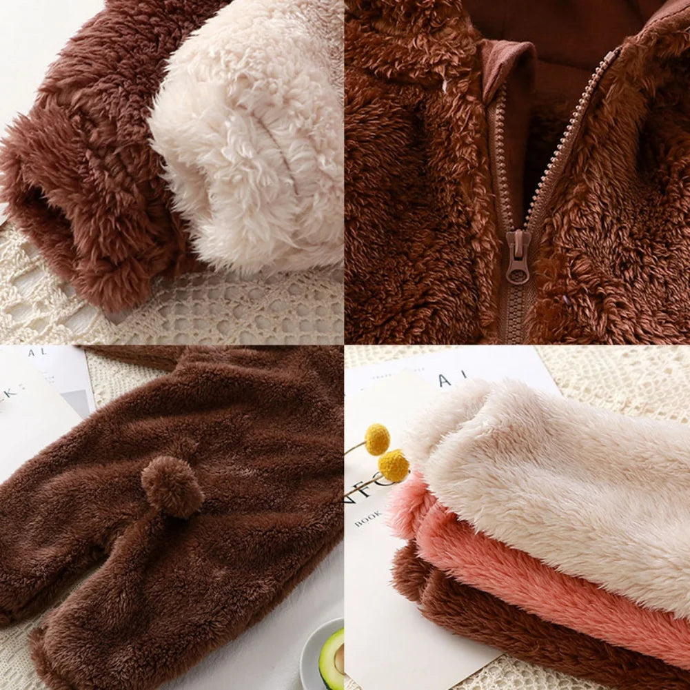 بيجاما شتوية كرتونية للأطفال على شكل دب