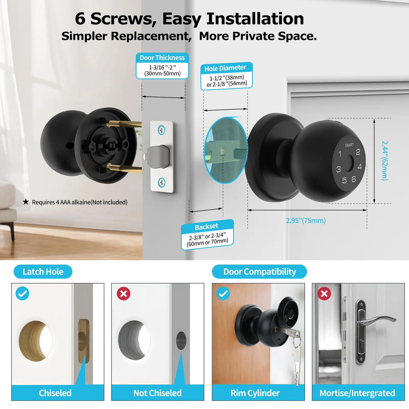 قفل ذكي على شكل كرة  قفل باب ببصمة الإصبع