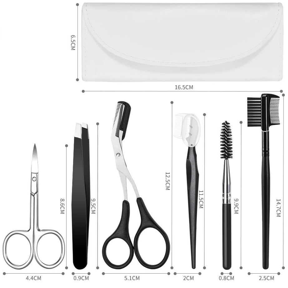 مجموعة تجميل الحواجب من الستانلس ستيل من 5 قطع