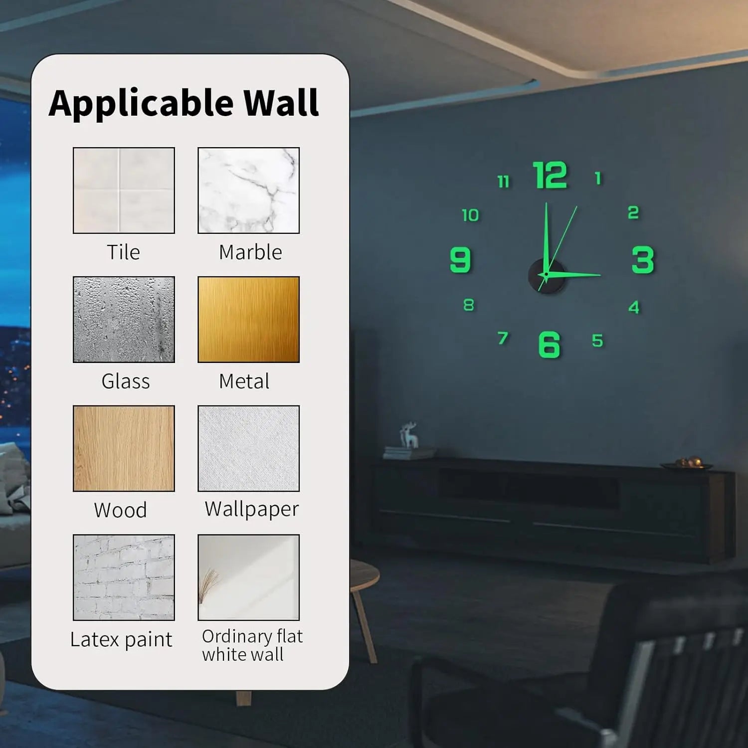 ساعة ديكور مضيئة إبداعية بسيطة بدون إطار