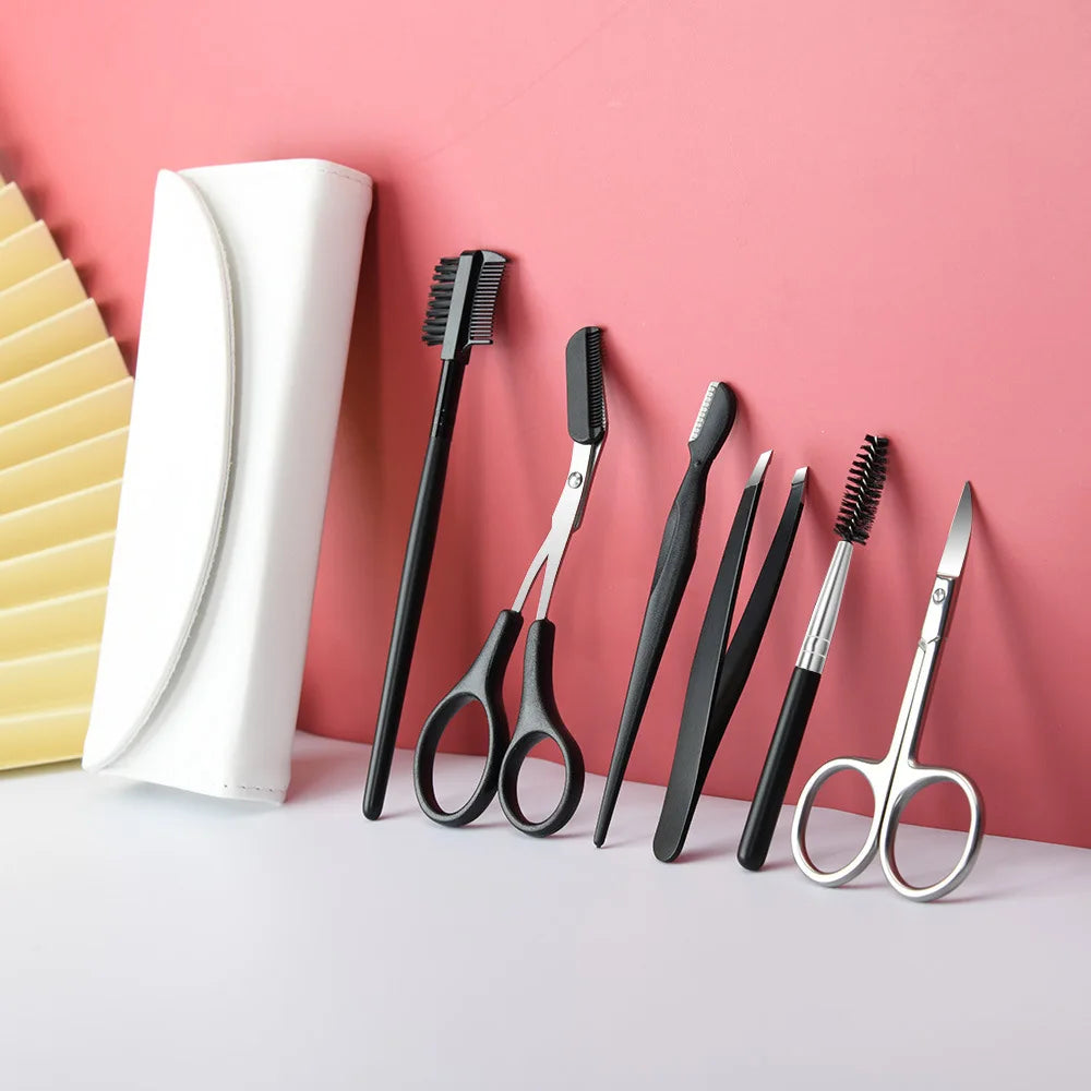 مجموعة تجميل الحواجب من الستانلس ستيل من 5 قطع - جنتي