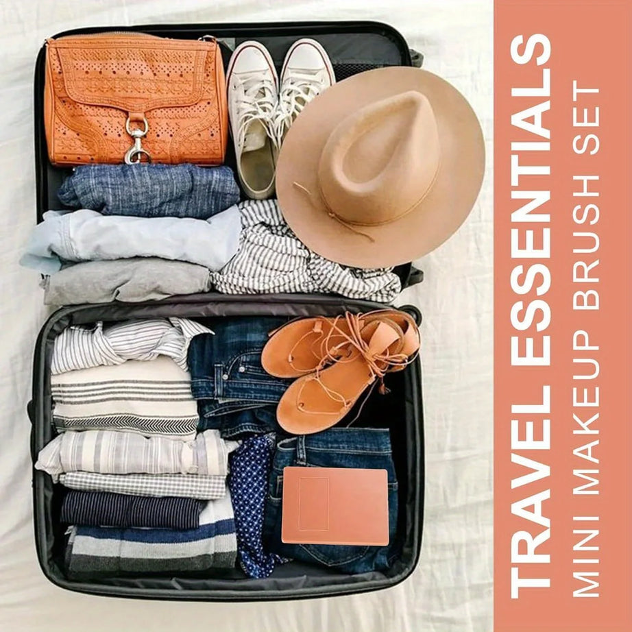 مجموعة فرش مكياج صغيرة احترافية مكونة من 5 قطع مع صندوق تخزين