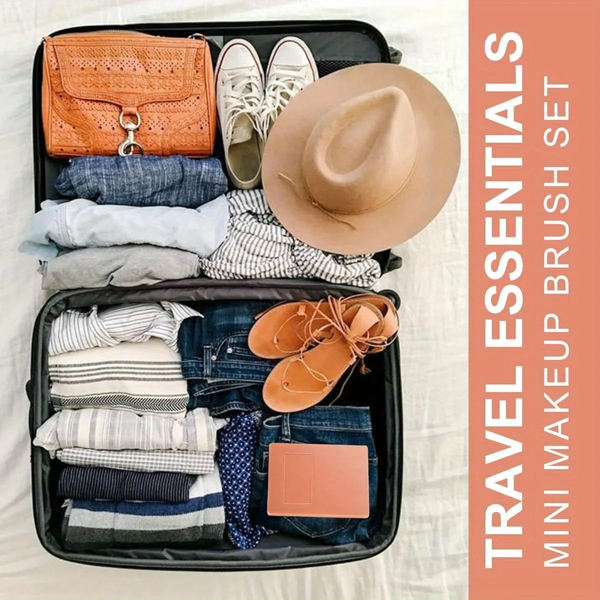 مجموعة فرش مكياج صغيرة احترافية مكونة من 5 قطع مع صندوق تخزين