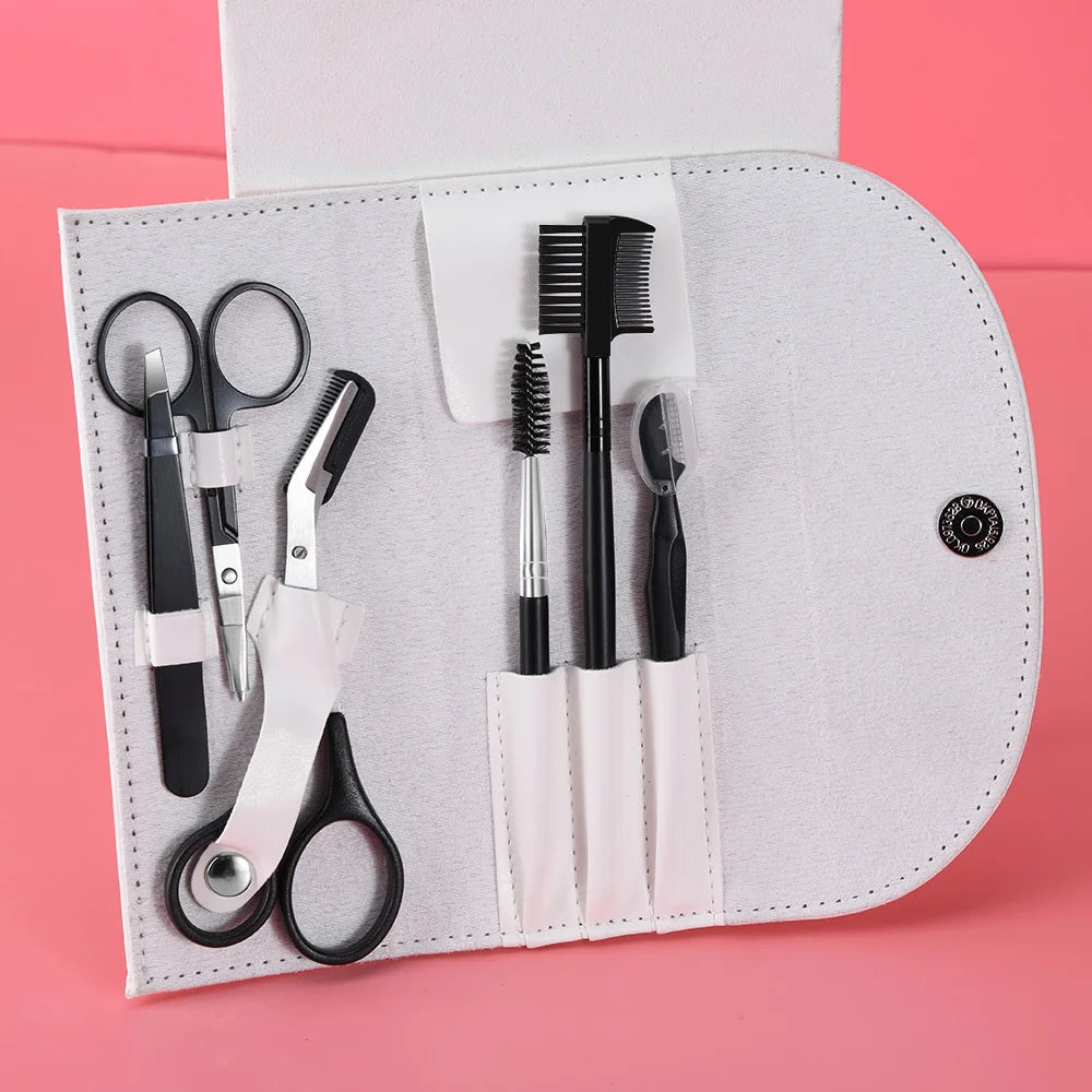 مجموعة تجميل الحواجب من الستانلس ستيل من 5 قطع