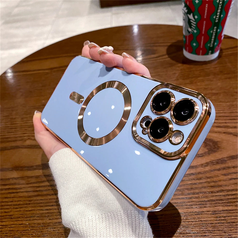 جراب هاتف ايفون فاخر غطاء سيليكون مغناطيسي ناعم